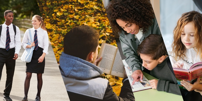 collage images of learners aged pre-school to college